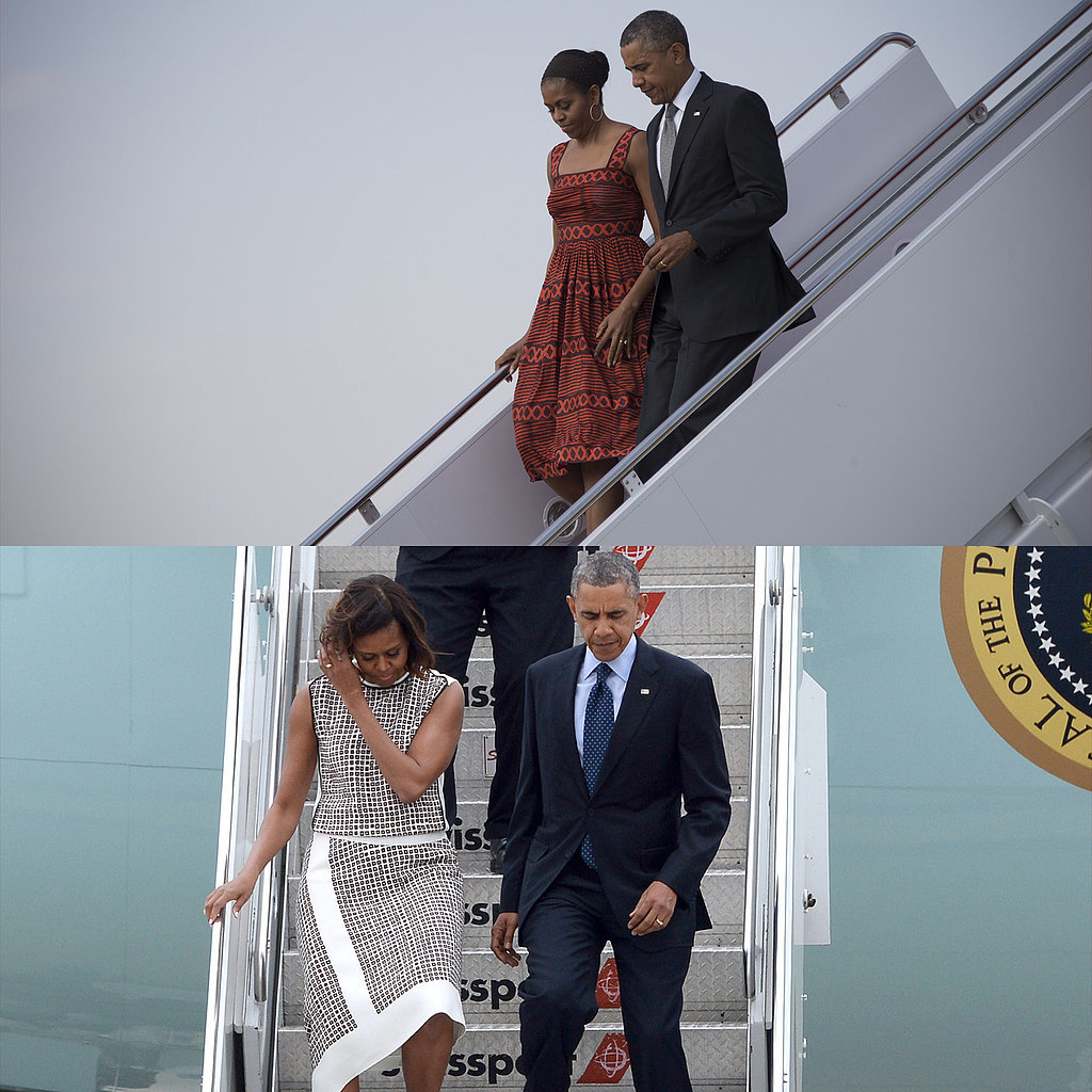 Michelle Obama Keeps Her Style Game in Check — On the Plane and Off Michelle Obama Keeps Her Style Game in Check — On the Plane and Off