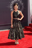 Lucy Hale Kicks VMAs Carpet