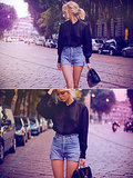 Street Style - Vintage Blouse - Denim Shorts!