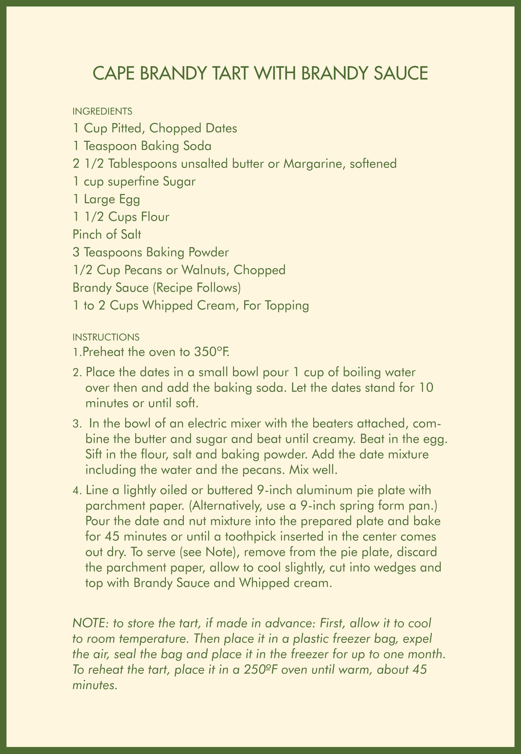 Cafe Brandy Tart With Brandy Sauce Cafe Brandy Tart With Brandy Sauce