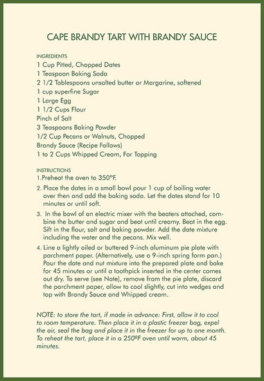 Cafe Brandy Tart With Brandy Sauce