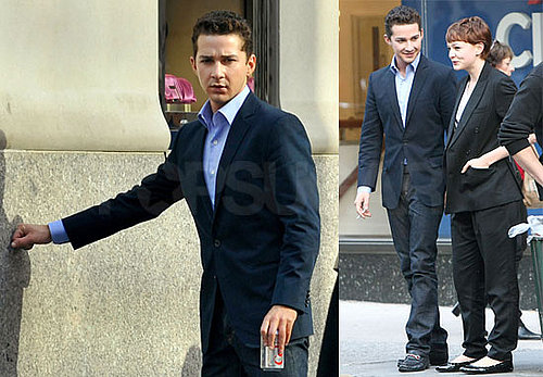 Photos of Shia LaBeouf and Carey Mulligan Laughing on the Set of Money Never Sleeps in NYC