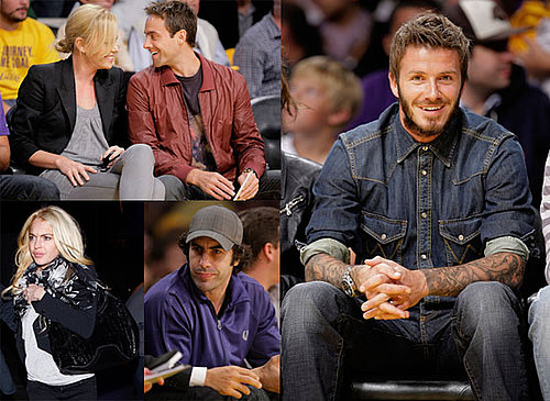 Photos of Lindsay Lohan, Heather Locklear, Charlize Theron, David Beckham, Stuart Townsend at the Lakers Game