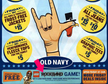 Spend $20 at Old Navy on Black Friday, Get a Free Copy of Lego Rock Band