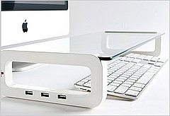Glass USB Port Desk Shelf