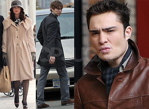 Gallery of Photos of Gossip Girl Cast Chace Crawford, Ed Westwick and Leighton Meester Filming, Threesome Storyline Controversy