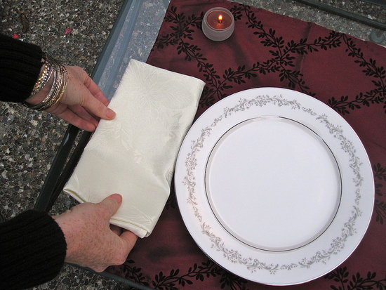 Set the napkin down.