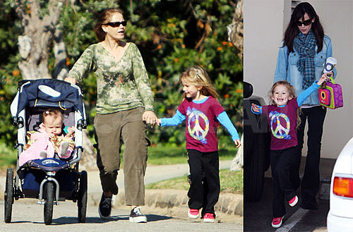 Photos of Jennifer Garner With Seraphina Affleck And Violet Affleck in LA; Ben Affleck Working on The Town in Boston