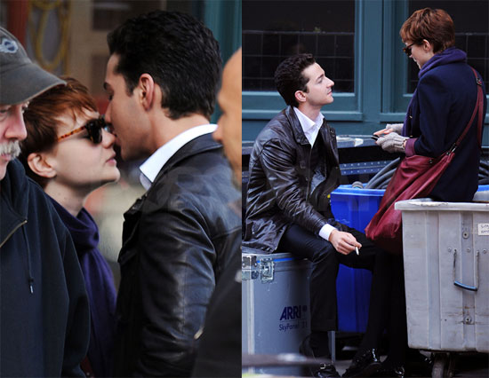 Photos of Shia LaBeouf Kissing Carey Mulligan on Set of Wall Street 2 2009-11-16 14:58:07