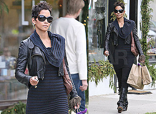 Photos of Halle Berry Shopping in a Black Leather Jacket in LA