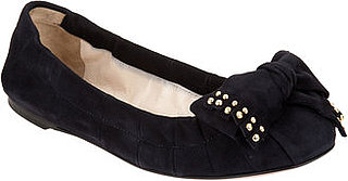 Black Suede Bow Flats With Studs