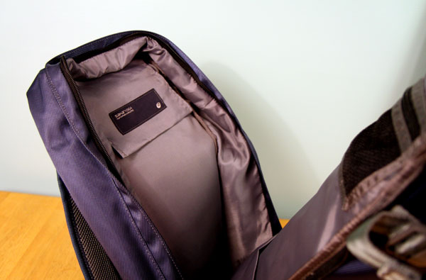 Inside of large compartment, showing velcro pocket Inside of large compartment, showing velcro pocket