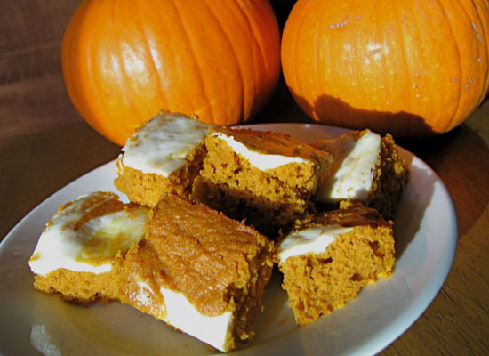 Pumpkin-Carrot Bars With Cream Cheese Frosting Pumpkin-Carrot Bars With Cream Cheese Frosting