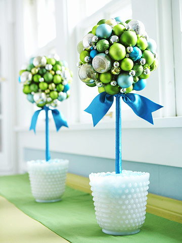 Better Homes and Gardens shows you how to create these cute ornament trees. Better Homes and Gardens shows you how to create these cute ornament trees.
