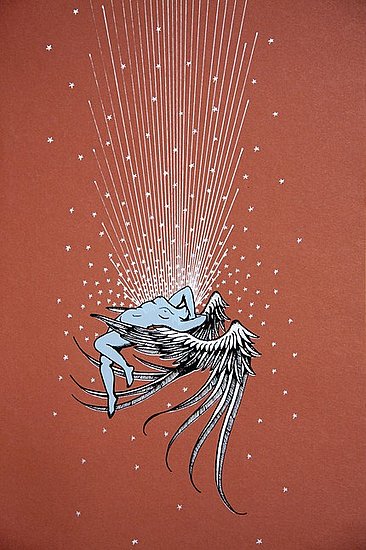 This gorgeous Silkscreened Poster ($30) was for the John Vanderslice/Damien Jurado/Submarines/Black Fiction show at The Independent, as part of the San Francisco Noise Pop festival, 2007. I love the imagery of the ascending angel.
This gorgeous Silkscreened Poster ($30) was for the John Vanderslice/Damien Jurado/Submarines/Black Fiction show at The Independent, as part of the San Francisco Noise Pop festival, 2007. I love the imagery of the ascending angel.