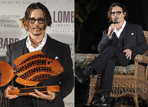 Photos of Johnny Depp Picking Up A Lifetime Achievement Award at the Bahamas International Film Festival