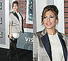 Eva Mendes in Two Tone Blazer and Ivory Lace Dress at Sherlock Holmes Premiere in NYC