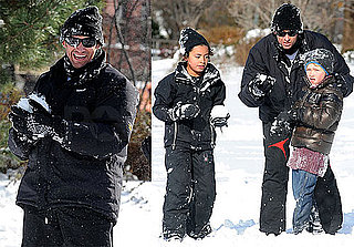 Photos of Hugh Jackman Playing In The Snow With His Kids