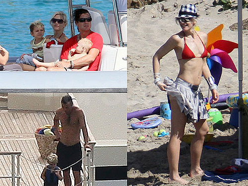 Photos of Gwen Stefani in a Bikini in St. Bart's With Gavin, Kingston, And Zuma
