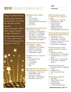 Printable Ballot For the 2010 Golden Globes Awards
