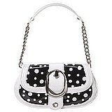  Patent Polka Dot Flap Handbag - Black/ White (Small)