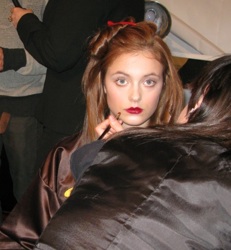 Ashleigh Verrier backstage at A/W 08 show