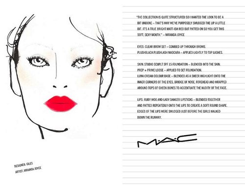 M.A.C. Face Charts From The Fall 2009 Shows: London Edition 
