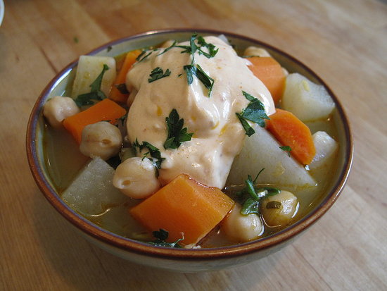 Moroccan Vegetable Tagine With Harissa Yogurt Sauce