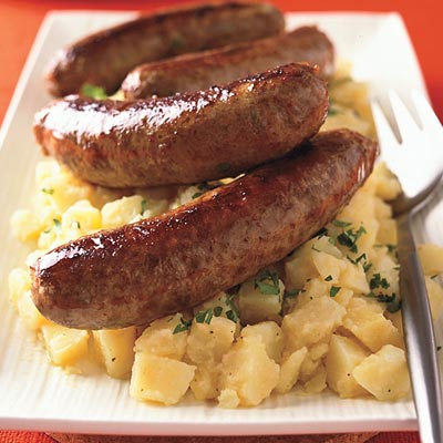 Fast & Easy Dinner: Sausages With Warm Potato Salad Fast & Easy Dinner: Sausages With Warm Potato Salad