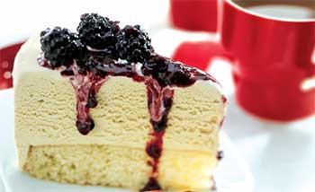 Malted Milk Ice Cream Cake With Blackberry Topping Malted Milk Ice Cream Cake With Blackberry Topping