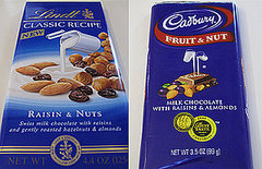 Taste Test: Lindt Raisin & Nuts vs. Cadbury Fruit & Nut Bars Taste Test: Lindt Raisin & Nuts vs. Cadbury Fruit & Nut Bars