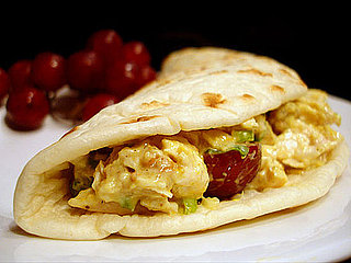 Recipe For Chicken, Walnut, and Red Grape Salad With Curry Dressing on Flatbread