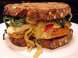 Recipe For Chicken Sandwich With Roasted Peppers, Onions, and Southern Greens 2009-08-12 09:37:31