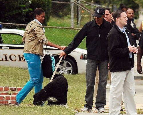 Michelle Obama Walking Bo on the South Lawn Michelle Obama Walking Bo on the South Lawn