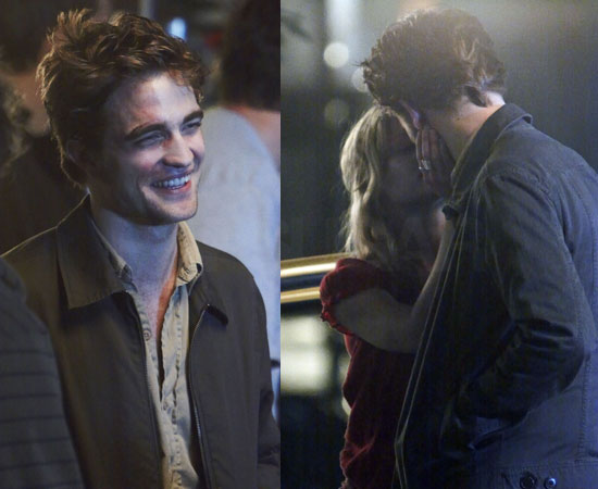 Robert and Emilie Kissing on the Set Robert and Emilie Kissing on the Set