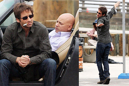 Photos of David Duchovny Filming Californication With Evan Handler