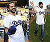 Photos of Zachary Levi Throwing Out the First Pitch For the Dodgers With Taylor Lautner