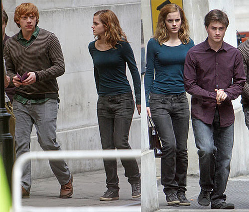 Photos of Emma Watson, Daniel Radcliffe, Rupert Grint on the Set of Harry Potter and the Deathly Hallows in London