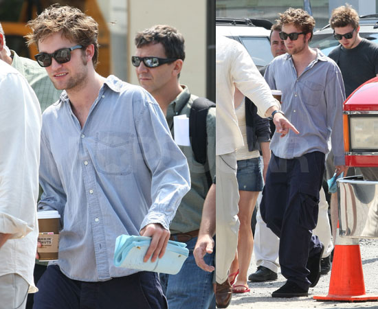 Photos of Robert Pattinson Drinking Coffee On the Set