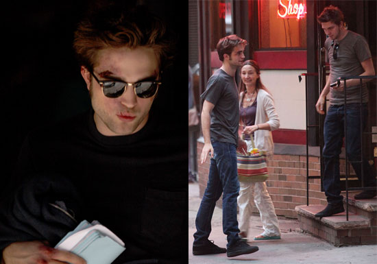 Photos of Robert Pattinson Filming Remember Me with Stunt Double