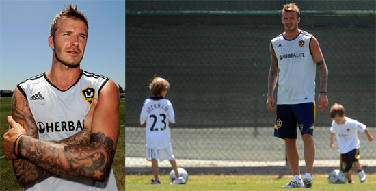 Photos of David Beckham Playing Soccer With Romeo and Cruz