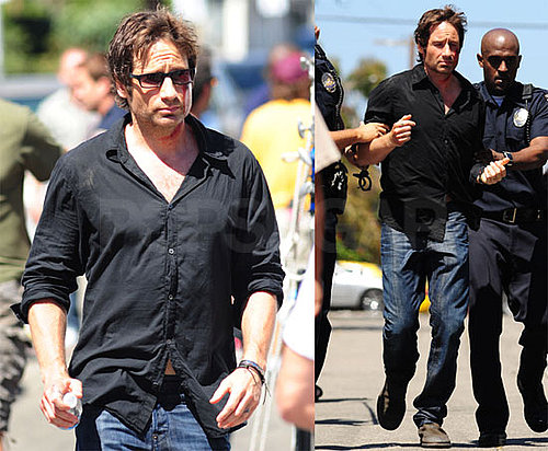 Photos of David Duchovny Filming Californication With Natascha McElhone