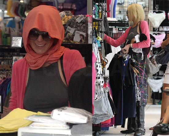 Photos of Lindsay Lohan Shopping in Orange Scarf