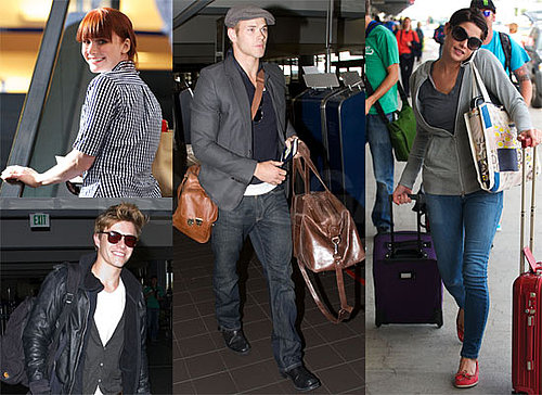 Photos of Nikki Reed, Bryce Dallas Howard, Kellan Lutz, Elizabeth Reaser, Ashley Greene, Xavier Samuel Flying to Film Eclipse