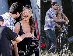 Photos of Jennifer Aniston and Gerard Butler Filming The Bounty in NYC, Jen Might Guest Star on Cougar Town Photos of Jennifer Aniston and Gerard Butler Filming The Bounty in NYC, Jen Might Guest Star on Cougar Town