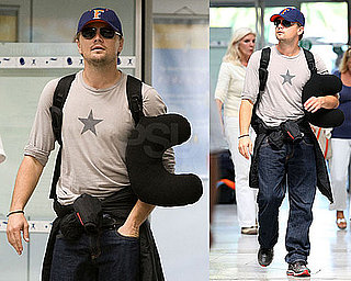 Photos of Leonardo DiCaprio at Nice Airport With His Neck Pillow