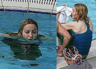 Photos of Madonna Swimming in Her Romanian Pool in Capri Pants and Tank Top