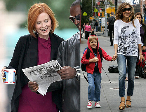 Photos of Sarah Jessica Parker, Cynthia Nixon, and James Wilkie Broderick Around the NYC Set Sex and the City 2