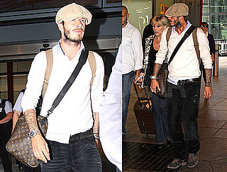 Photos of Scruffy David Beckham at Heathrow