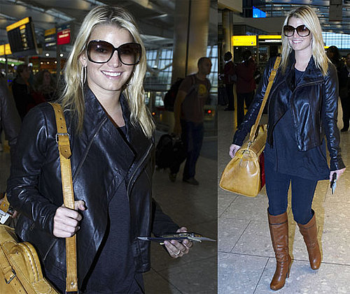 Photos of Jessica Simpson Arriving at Heathrow After Filming in Morocco